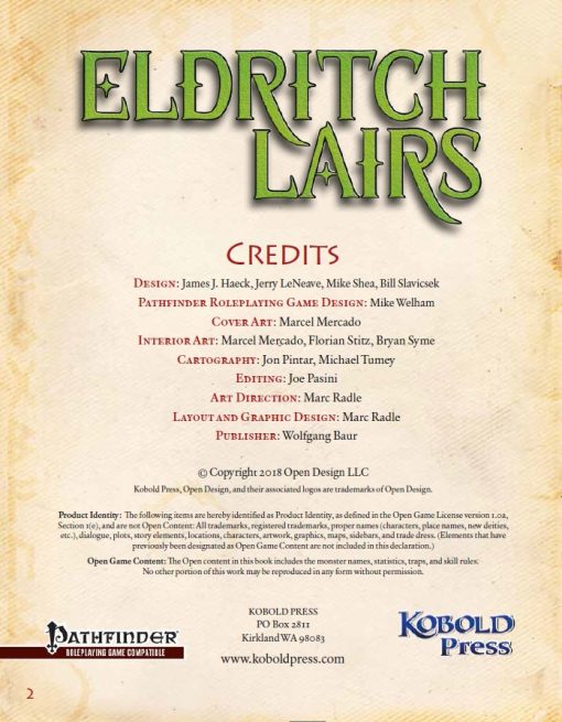 Eldritch Lairs for Pathfinder Roleplaying Game (PDF) - Image 2