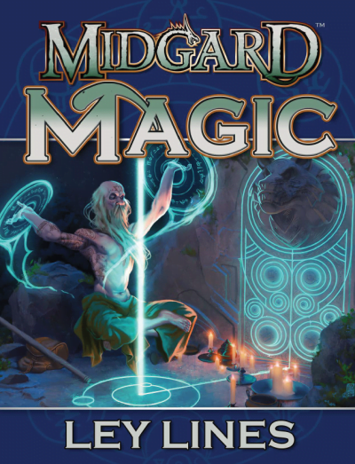 Midgard Magic cover wizard calling on magical power at a standing stone ley nexus