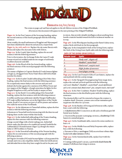 Midgard Worldbook Errata Sheet