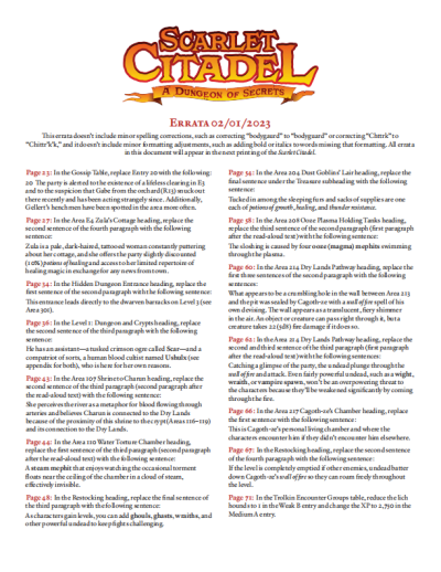 Scarlet Citadel Errata Sheet