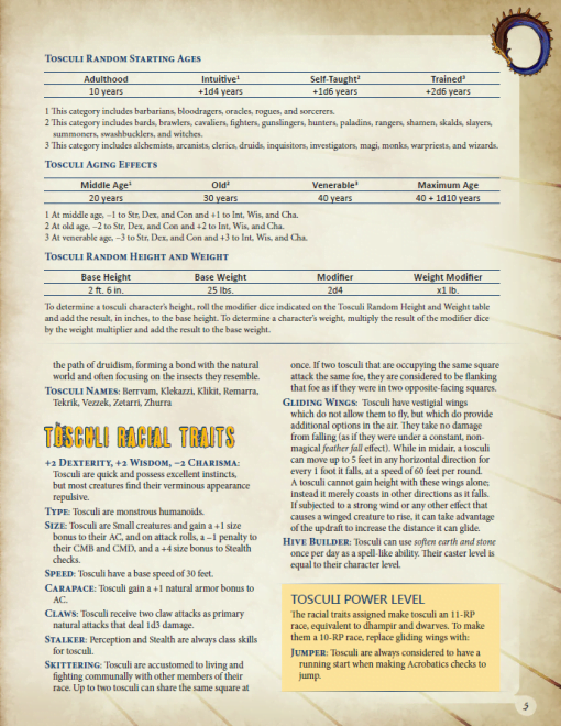 Advanced Races 15: Tosculi for Pathfinder RPG (PDF) - Image 2