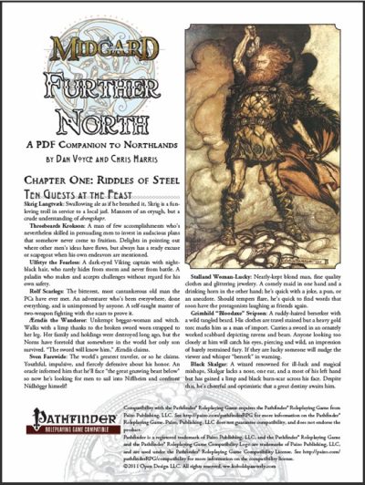 Further North -  Web Supplement for Northlands (Pathfinder RPG) (PDF)
