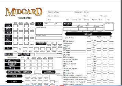 Midgard Character Sheet (Pathfinder RPG) (PDF)